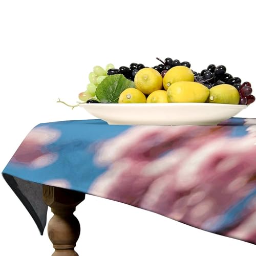 Nappe rectangulaire fleurs de cerisier 140x190 cm lavable pour table de repas