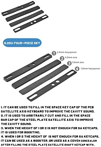 4 Pcs 6.25u Space Bar Sound Dampeners Sheet Silencer Pad Shockproof Cotton Foam for Mechanical Keyboard