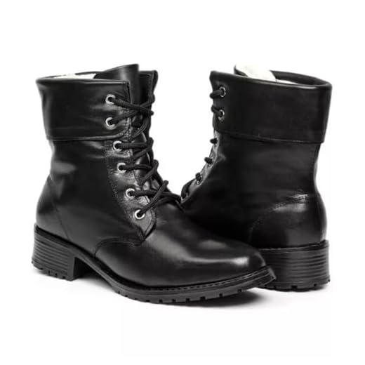 Bota Feminina de Inverno em Couro Forrada com Lã Impermeável - Turim (Preto, BR, Adulto, Numérico, 37)