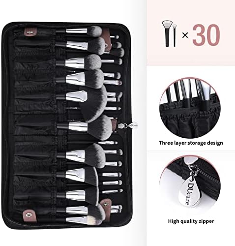DUcare Makeup Brushes Organiser Bag Portable Cosmetic Case for Travel, Brown, 1 Piece