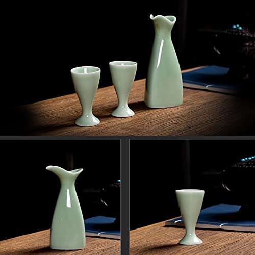 Service à saké traditionnel japonais en céramique de 3 pièces avec 2 tasses - 7