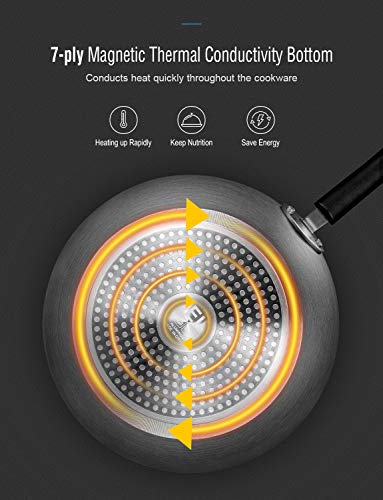 Deik Non Stick Pans for Cooking ,Nonstick Frying Pan with Xylan Safe Surface,Lightweight Induction Skillet for Home,Dishwasher Safe,PFOA free (12 Inch)-Black