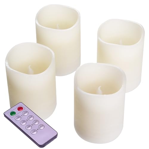 Nipach GmbH 4 LED Echt Wachs Kerzen weiß Batterie Fernbedienung mit...