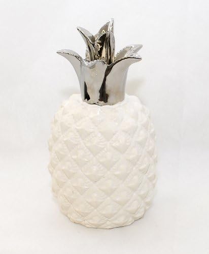 Various items in ceramic pineapple white silver large 14x25 cm Bianco
