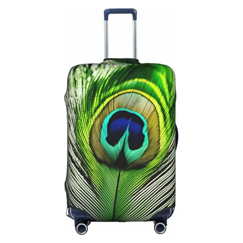 Green Peacock Feather Tsa Approved Luggage Cover For 18-32 Inch Suitcases Scratch-Resistant Stretch Luggage Cover