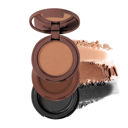 Blush Highlighter & Contour Palette 3 in 1 Makeup Powder Set Compact Powder Blush Highlighter Silky Smooth Face Blush Cheek Tint, Moisturizing Luminizer for Women (M02 (02 Dark Brown))