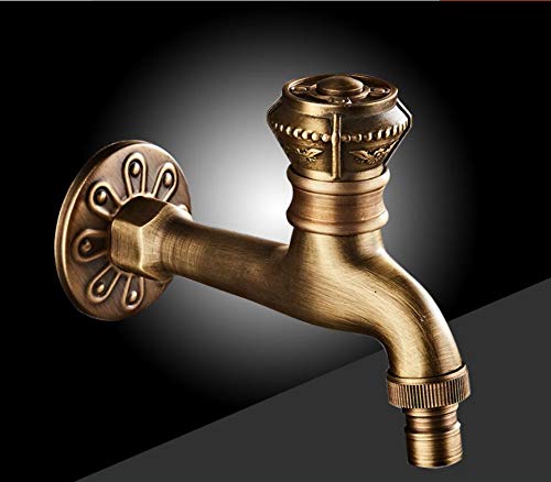 Grifo de agua fría de latón rústico para solucionar tomas exteriores y lavadora 7