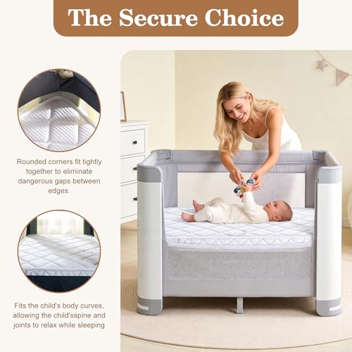 Image of Feisaibaoly Pack and Play Mattress (38 inchx26 inchx1.5),Skin Friendly Fabric, Soft, Breathable and Quiet, Provides Baby Friendly Support and Helps Healthy Spine Development,Pack and Play Topper.