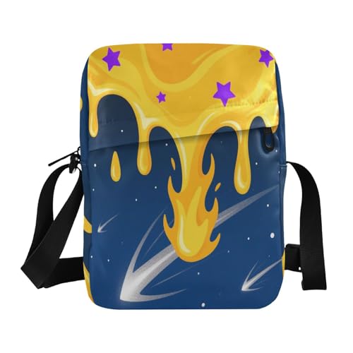 Graffiti Art Blue Yellow Fire mens messenger bag cross body bag men Shoulder Handbags Adjustable Strap for outdoor sports Outdoor Daily