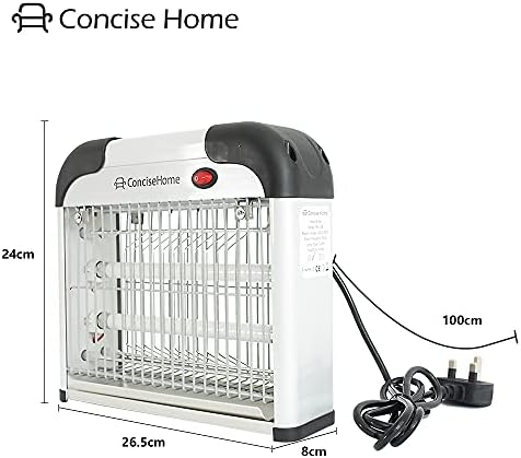 Concise Home and Insect Killer XHY-12B Light UV Attract to Zap Flying Insects Silver, Covers 30m2 with 12w (2x6w), 2x6w Gift Tubes