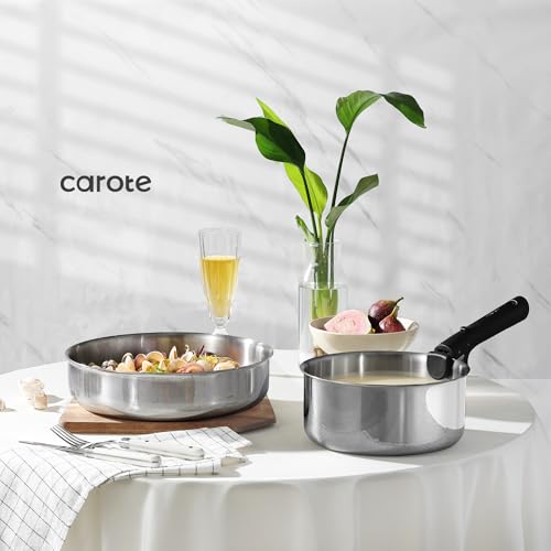 image for CAROTE 14pcs Pots and Pans Set, Stainless Steel Cookware Set Detachabl