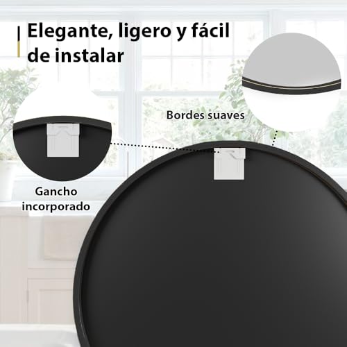 Miniatura 10 de Marctani Espejo Redondo Con Marco De Metal - Espejos Decorativos De Pared Elegante Y Moderno - Espejo Entrada Recibidor - Ideal Para Decoracion De Baño, Salon Y Entraditas Recibidores