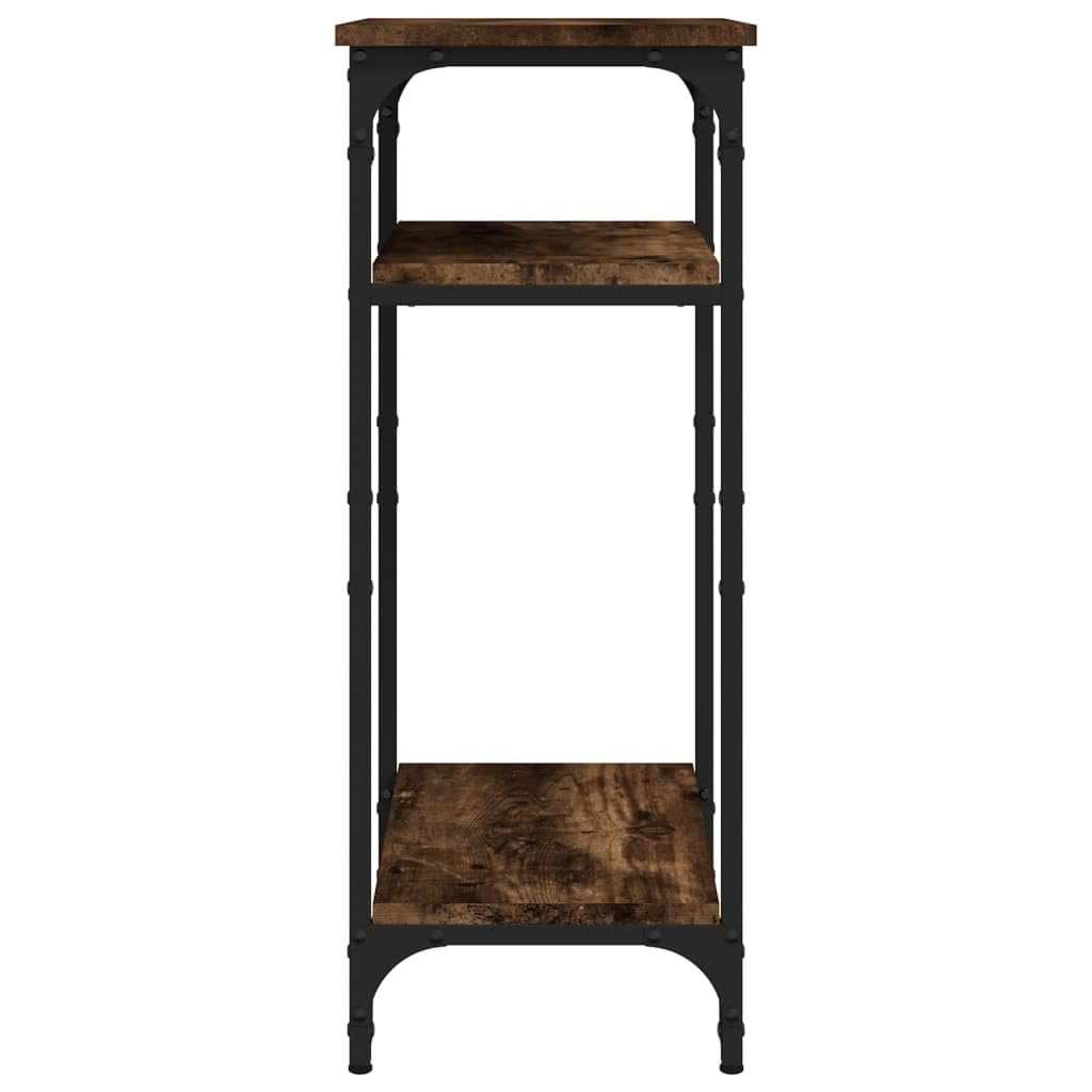Beistelltisch Räuchereiche Holzwerkstoff mit Stahlrahmen 40x30x75 cm Stabiler Couchtisch mit Ablagefach für Wohnzimmer Schlafzimmer Flur Balkon ideal als Ablagetisch und Sofatisch
