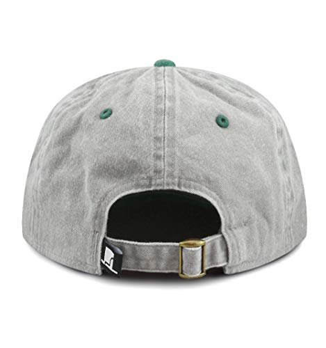The Hat Depot 100% Cotton Pigment Dyed Low Profile Dad Hat Six Panel Cap (2. Gray/Green)