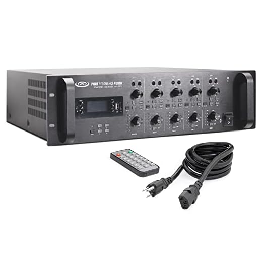 Pure Resonance Audio RZMA120BT 4 Zone 120W Bluetooth Commercial Rack Mount Multi Zone Mixer Amplifier