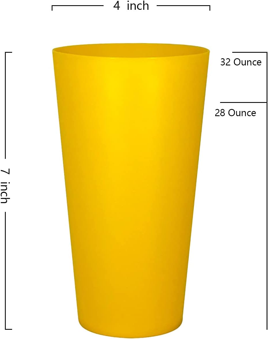 Yalin 32 ounce Plastic Tumblers/Large Drinking Glasses/Party Cups/Iced Tea Glasses,Unbreakable, Dishwasher Safe, BPA Free,set of 12 (Multicolor) - Image 4