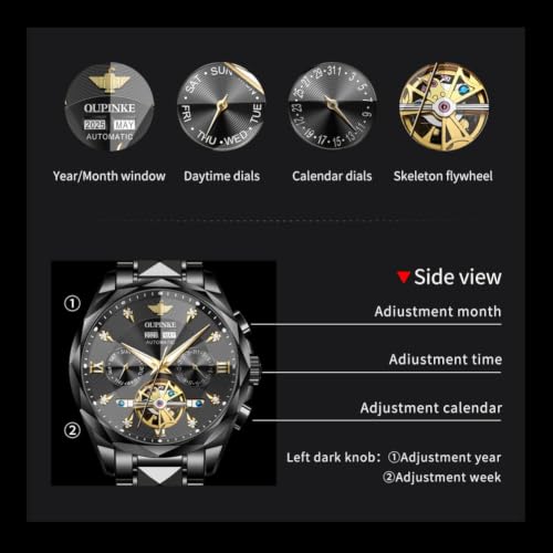 Image of OLEVS Men Automatic Watch Diamond Skeleton Mechanical Original Luxury Self Winding Wrist Watch for Men