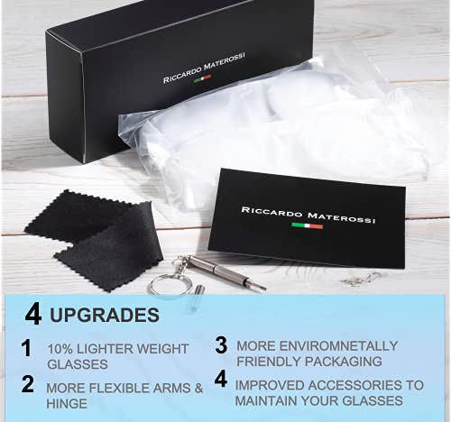 Riccardo Materossi 2 Pack Premium 99.9% Blue Light Blocking Glasses (380-410nm) - Reduce Headaches and Improve Sleep - UK Based Brand - 5