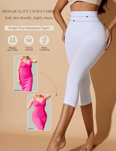Image of Shapewear Leggings for Women Tummy Control High Waisted Capri Body Shaper Butt Lift Thigh Slimmer