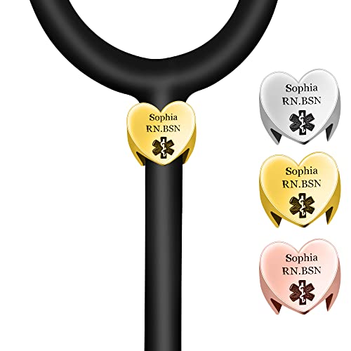 Etichetta nome stetoscopio personalizzata, charms stetoscopio personalizzato con accessori ID Tag, regalo settimana infermieri per infermiere, medico, assistente medico