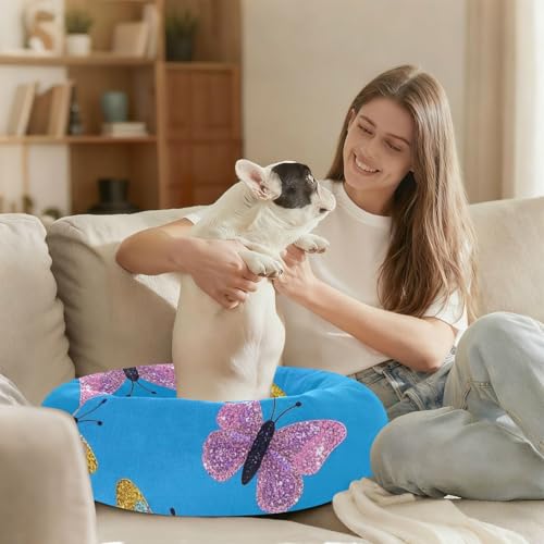 Lit chaud et confortable pour chien de taille moyenne bleu S
