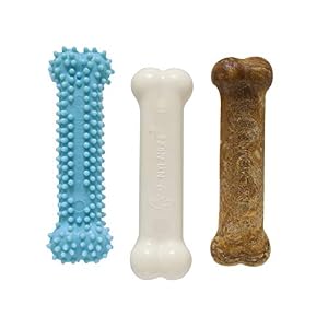 Nylabone Puppy Chew Toys & Natural Treat Triple Pack, Blue, Chicken & Bacon Flavor, Small - Up to 25 Ibs, 3 Pack Nylabone Puppy Chew Toys Natural Treat Triple Pack Blue Chicken Bacon Flavor Small Up to 25 Ibs 3 Pack