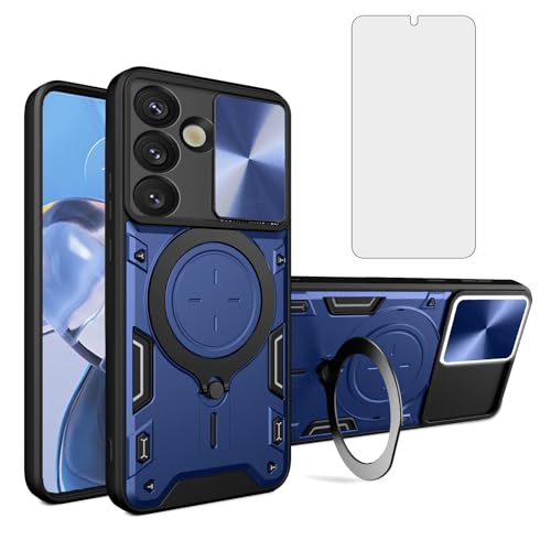 Coque Samsung S25 5G Asuwish avec cache caméra coulissant et protège-écran verre trempé noir