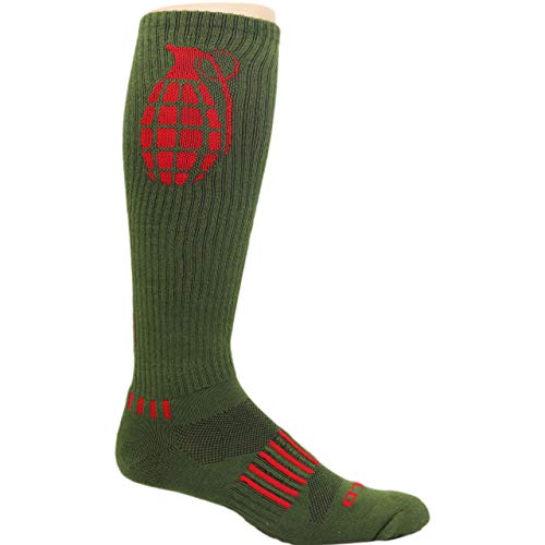 Army Green and Red The Ultimate Grenade Knee-High Fitness Socks