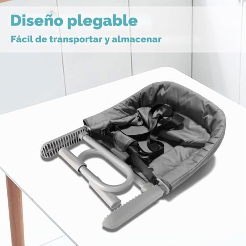 Miniatura 7 de Uisebrt Asiento De Mesa Plegable Para Bebé, Silla Alta Para Bebé, Elevador De Asiento Para Niños Con Pinzas Antideslizantes Y Cinturón De Seguridad, Trona Portátil Para Niños, Silla De Viaje Para Casa