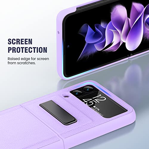 Caka Galaxy Z Flip 3 Case, Galaxy Z Flip 3 5G Case With Kickstand Hinge Protection Built In Lens Camera Protector For Women Girls Phone Case Compatible For Samsung Galaxy Z Flip 3 5G 2021 (Purple) #TOP7