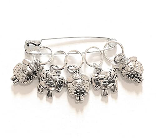 Sheep Stitch Markers for Knitting on Closed Metal Snag Free Rings Handmade in USA by Darlene's Gift Shop