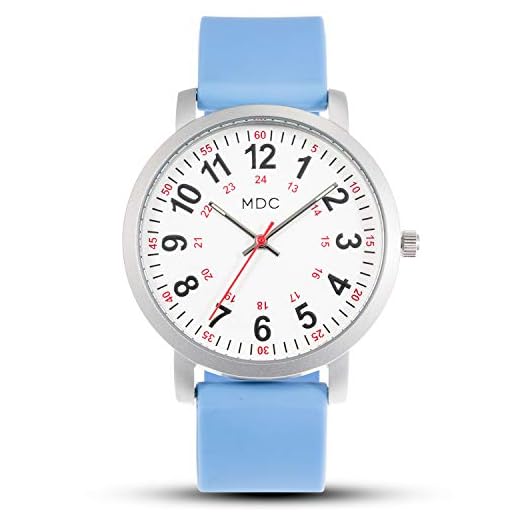 Nurses Watches for Women with Second Hand Watch for Nursing Waterproof Medical Work Casual Analog Wristwatch with Blue Silicon Band by MDC