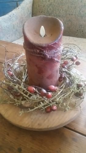 Judy Condon Cranberry Pillar Candle, 5 inches, Timer with Remote