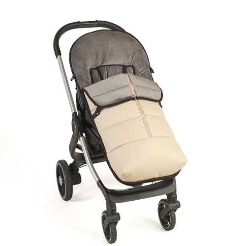 variouss Saco polar de Silla de Paseo Universal, Saco carrito de Bebé invierno, Desmontable impermeable y transpirable (Polipiel Beige)