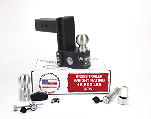 Weigh Safe Adjustable Trailer Hitch Ball Mount - 6" Drop Hitch For 2.5" Receiver W/ 4 Pc Keyed Alike Lock Set, Premium Steel Trailer Tow Hitch W/Built In Weight Scale For Anti Sway, 22,000 Gtw #TOP21