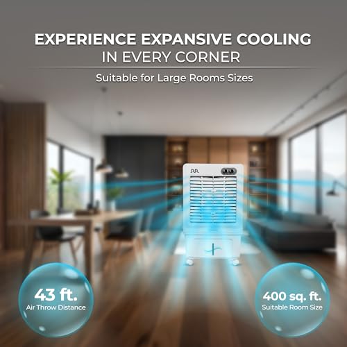 Image of RR BLISSAIR AIR COOLER 70 Ltr|Desert Air Cooler with High Air Delivery | Honeycomb Pads | 4-Way Air Deflection | Vertical Auto Swing | Castor Wheels | Inverter Compatibility |1 Year Warranty by RR