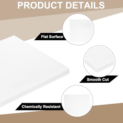 Image of MECCANIXITY HDPE Plastic Sheet 3 /4 inch Thick, 6.5 inch x 6.5 inch High Density Polyethylene Plastic Blocks, HDPE Cutting Board for DIY, Home Floor Improvement, White