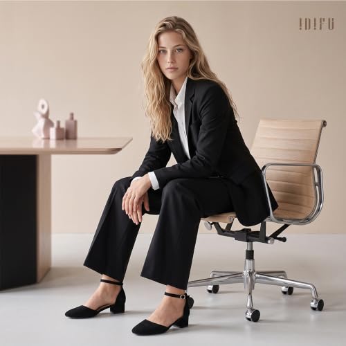 IDIFU IN2 Black Closed Toe Low Heels Dress Shoes for Women Ladies Pumps by IDIFU - Used condition - Image 2