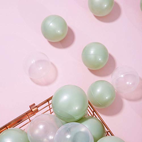 Playmaty Ball Pool Pit Balls -Phthalate Free Bpa Free Plastic Crush Proof Stress Balls For Kids Playhouse Ball Pool Pit Accessories Pack Of 100 (Pearl Green And Transparent) #TOP2