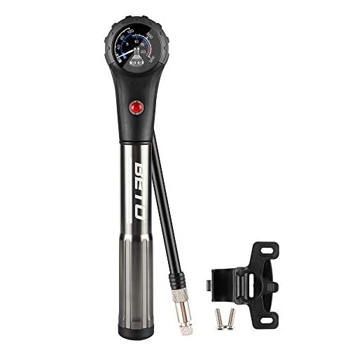 Beto Bike Tire/Shock Pump MTB, 300psi High Pressure for Rear Shock & Suspension Fork, Mountain Bike/Motorcycle, Schrader & Presta Valve Adapter, with Dial-Gauge/Bleed Valve/Mounting Bracket