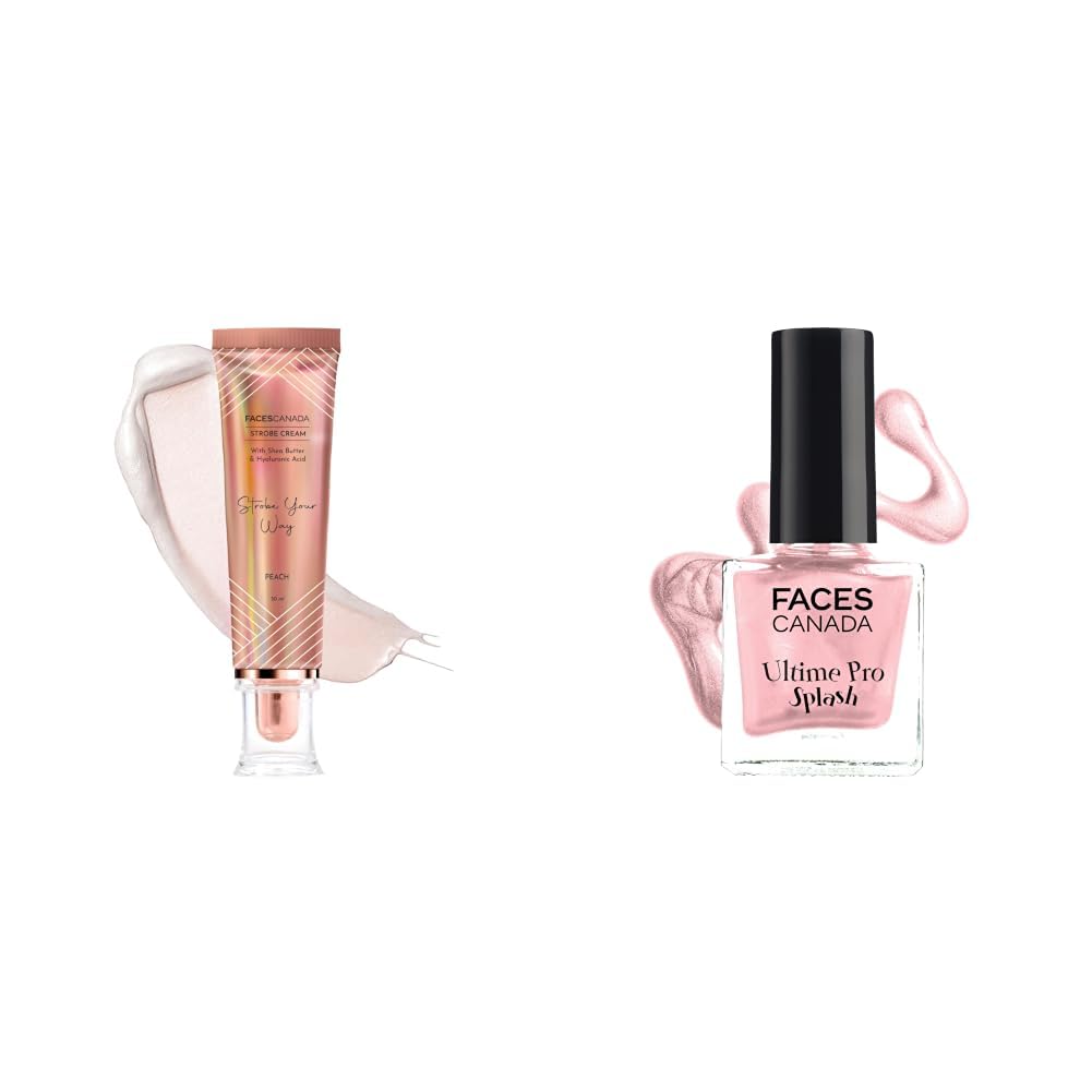 FACESCANADA Strobe Cream - Peach, 30ml & Splash Glossy Finish Nail Enamel Twinkle 36 8ml-image-39