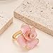 Kokoma Elegant Pink Enamel Rose Flower Ring for Women, Adjustable Open Band Floral Statement Wedding Promise Band Ring Fashion Jewelry