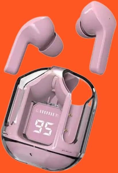 Image of Bluetooth Wireless Earbuds with LED Digital Display - in-Ear Headphones with Battery Indicator, Available in Black, Green & Pink