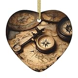 Design : cette boussole et carte du monde en céramique imprimée en forme de cœur peut être imprimée avec différents motifs selon différents festivals ou préférences personnelles, avec des cordes métalliques dorées pour une décoration facile à suspendre. Non seulement il peut ajouter une atmosphère romantique au festival, mais c'est aussi un excellent souvenir.