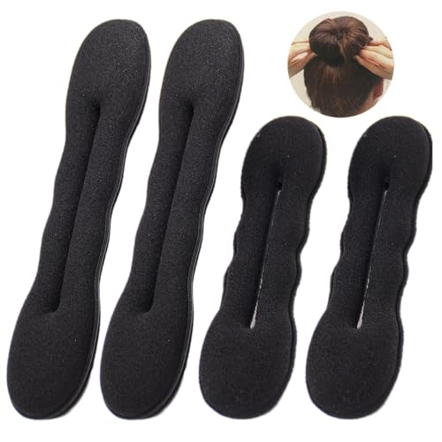 Visxcnu 4 Stück Magischer Haarknoten,2 Große und 2 Kleine,Hair Bun Maker Upgraded Haarhalter Schwamm Clips Haar Styling Donut Brötchen Haar Twist Lockenwickler Donut Tools