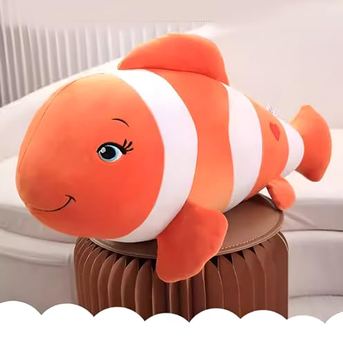 Image of Tickles Nemo Fish Soft Stuffed Plush Sea Animal Pillow for Kids Boys & Girls Birthday Gifts (Color: Orange and White Size: 65 cm)