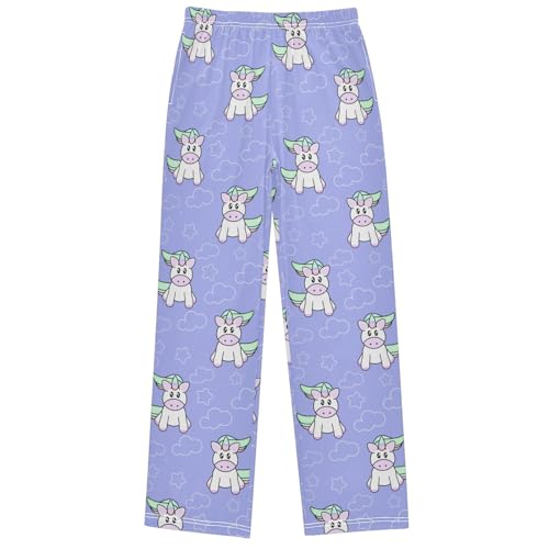 Boy's Pants Cute Cartoon Unicorn Clouds Jogger Pants Elastic Waist Long Bottoms Trousers with Pockets 6-14 Years - Main Image