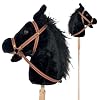 Nature Bound Stick Horse | Horse on a Stick with Sound Effects – Handcrafted Plush Stick Pony for Toddlers & Kids | Handsewn, Sturdy Wooden Handle | Pretend Play Horse Toy (Black)