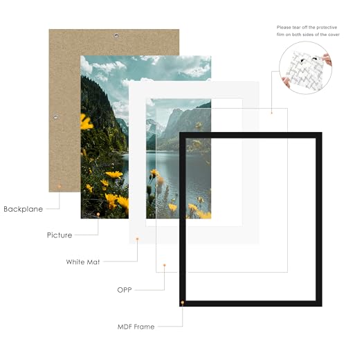 Picrit 24x30 Picture Frame 3 Pack, Black Poster Frame, Display Poster 18 x 24 with Mat or 24x30 without Mat for Horizontal or Vertical Wall Mounting