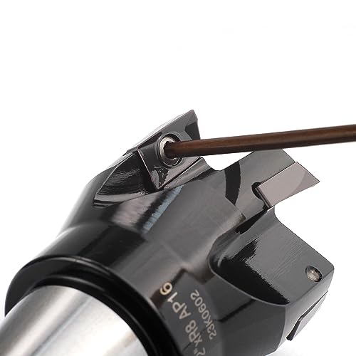Image of Indexable End Mill with 5 Pcs APKT1604 Carbide Inserts, 2 inch Cutting Diameter, 6-1 /8 inch Overall Length, 90 Degree, R8 Shank, 5 Flutes